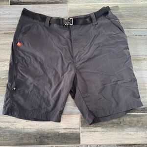 Mens American Outdoorsman Gray Shorts Nylon Belt Dry Wick Size XL Zipper Pockets